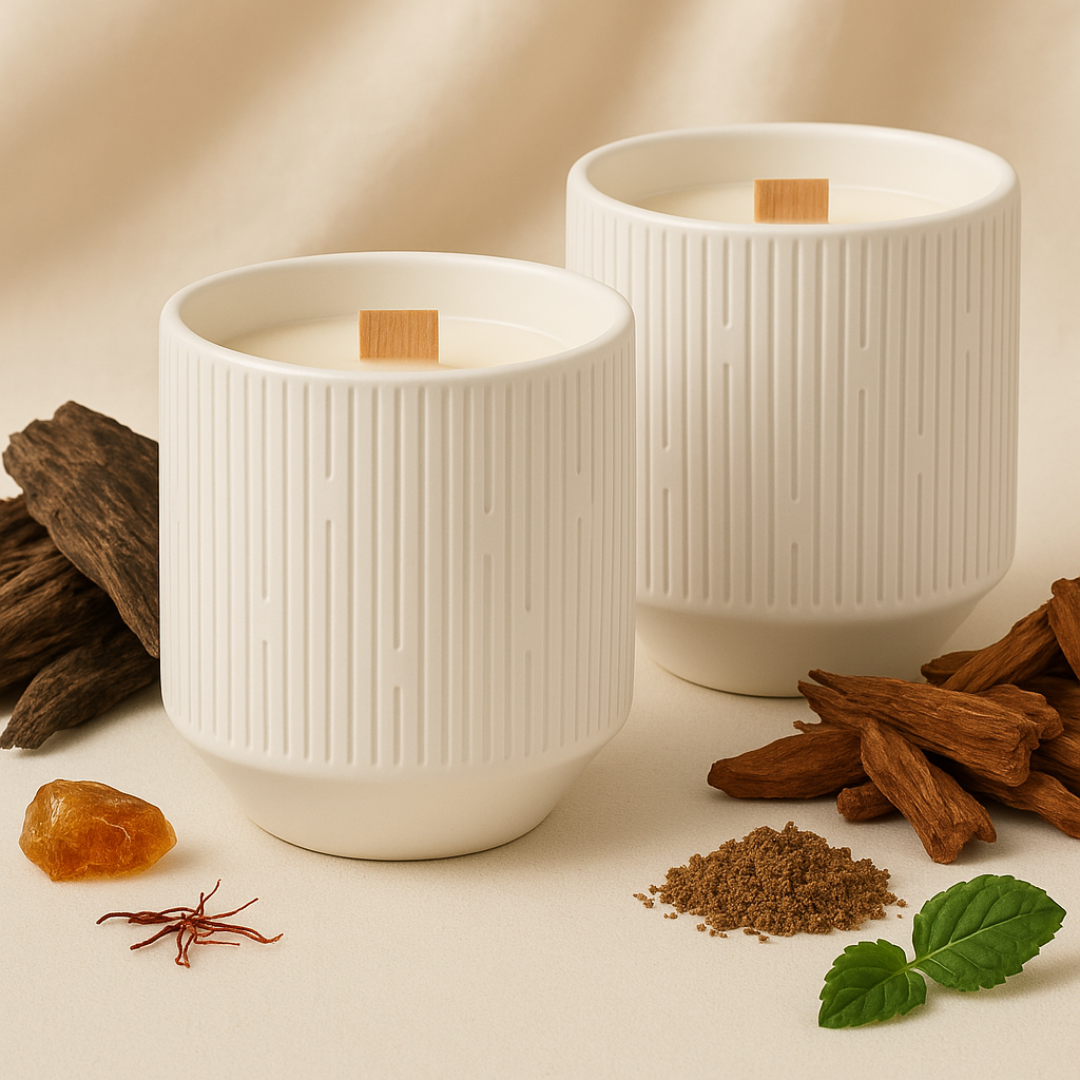 Arabian Ceramic Candle Collection - Oud of the Nights & Desert Amber Sandalwood