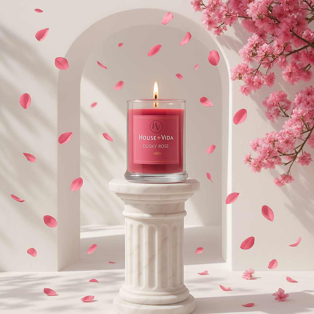 Dusky Rose Glass Cover Candle | Floral Scent for a Luxurious Ambience