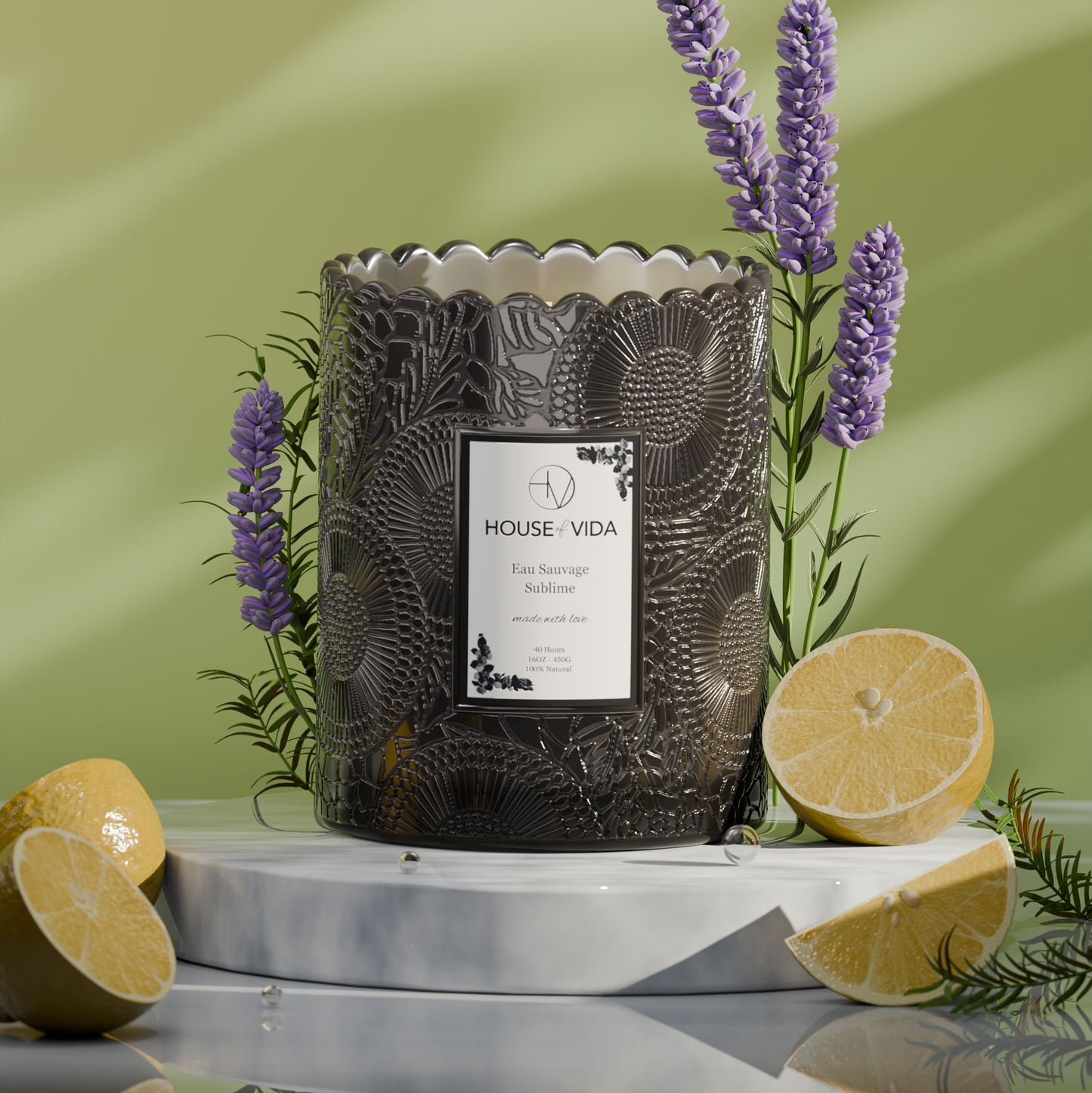 Serene Bloom Collection - Serene White Tea & Eau Sauvage Sublime | Luxury Scented Candles Duo