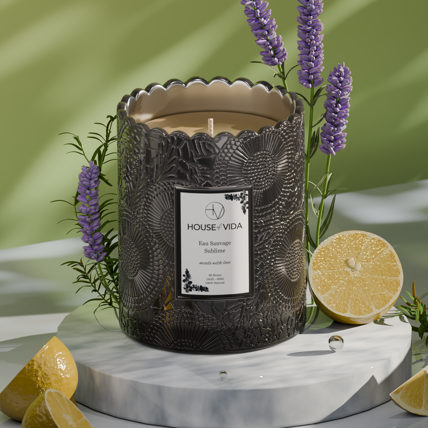 Serene Bloom Collection - Serene White Tea & Eau Sauvage Sublime | Luxury Scented Candles Duo