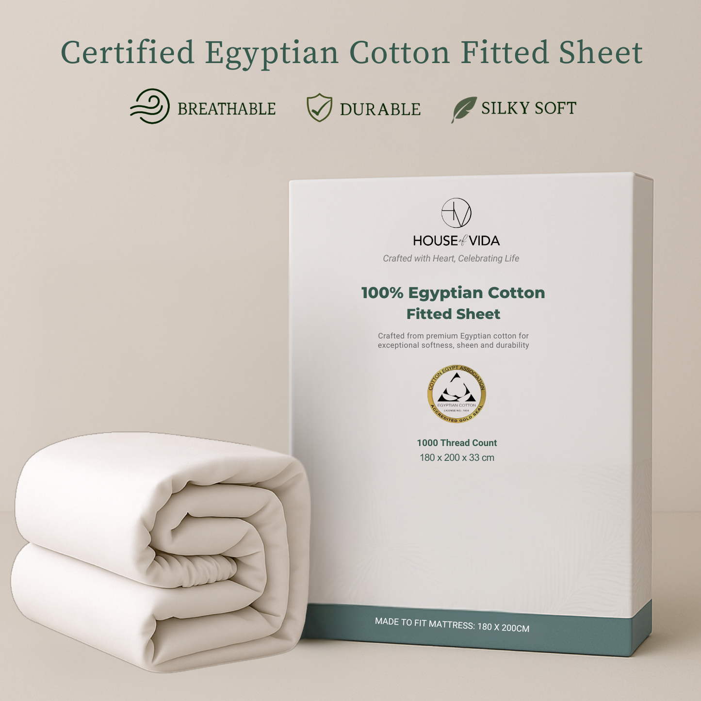 Silky Soft 100% Egyptian Cotton 1000TC Fitted Sheet & Pillowcase Set – Ultimate Luxury Bundle