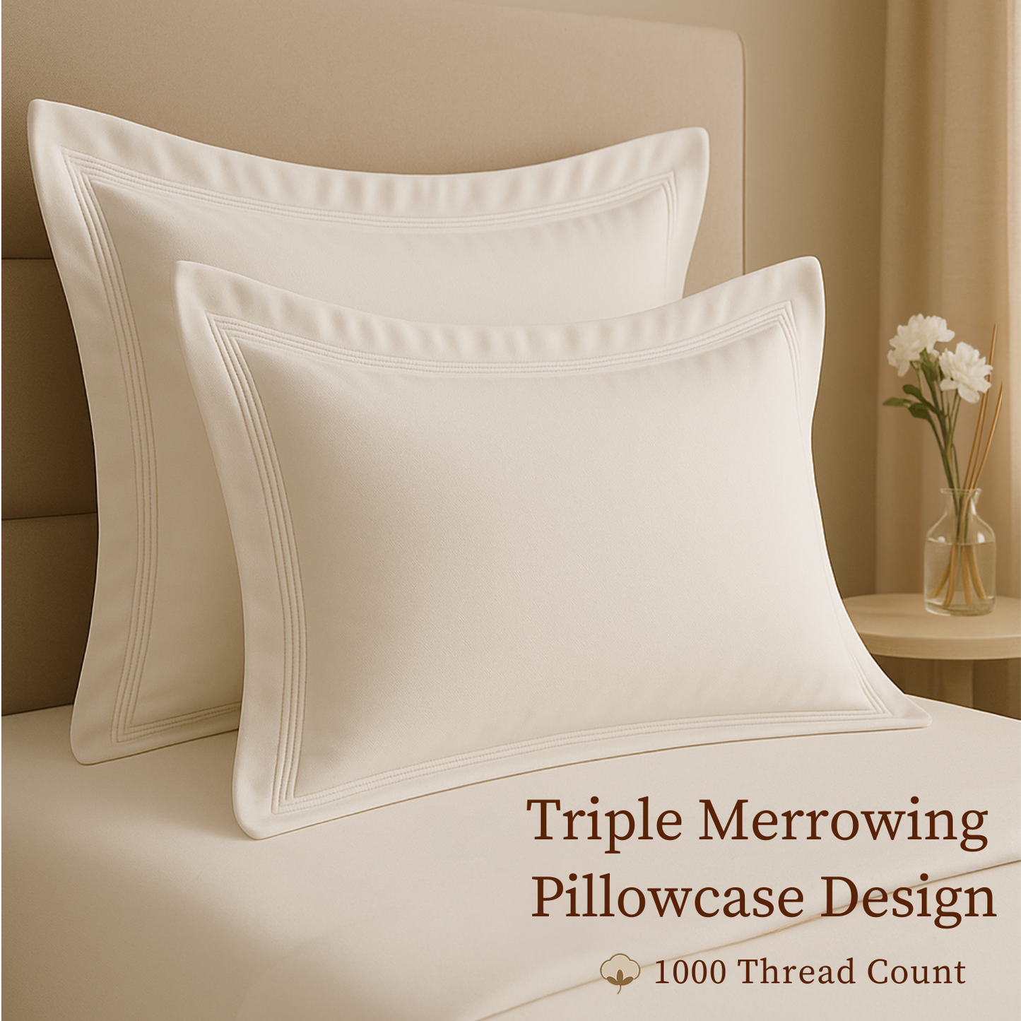 Silky Soft 100% Egyptian Cotton 1000TC Fitted Sheet & Pillowcase Set – Ultimate Luxury Bundle
