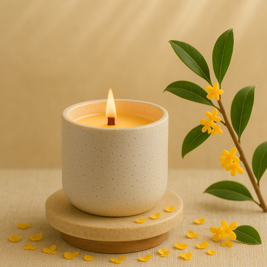Golden Osmanthus Blossom Ceramic Candle