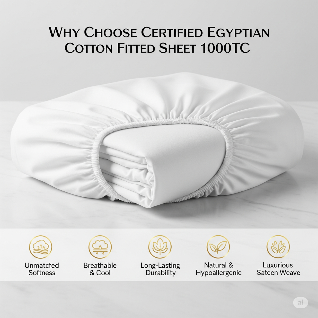 Silky Soft 100% Egyptian Cotton 1000TC Fitted Sheet & Pillowcase Set – Ultimate Luxury Bundle