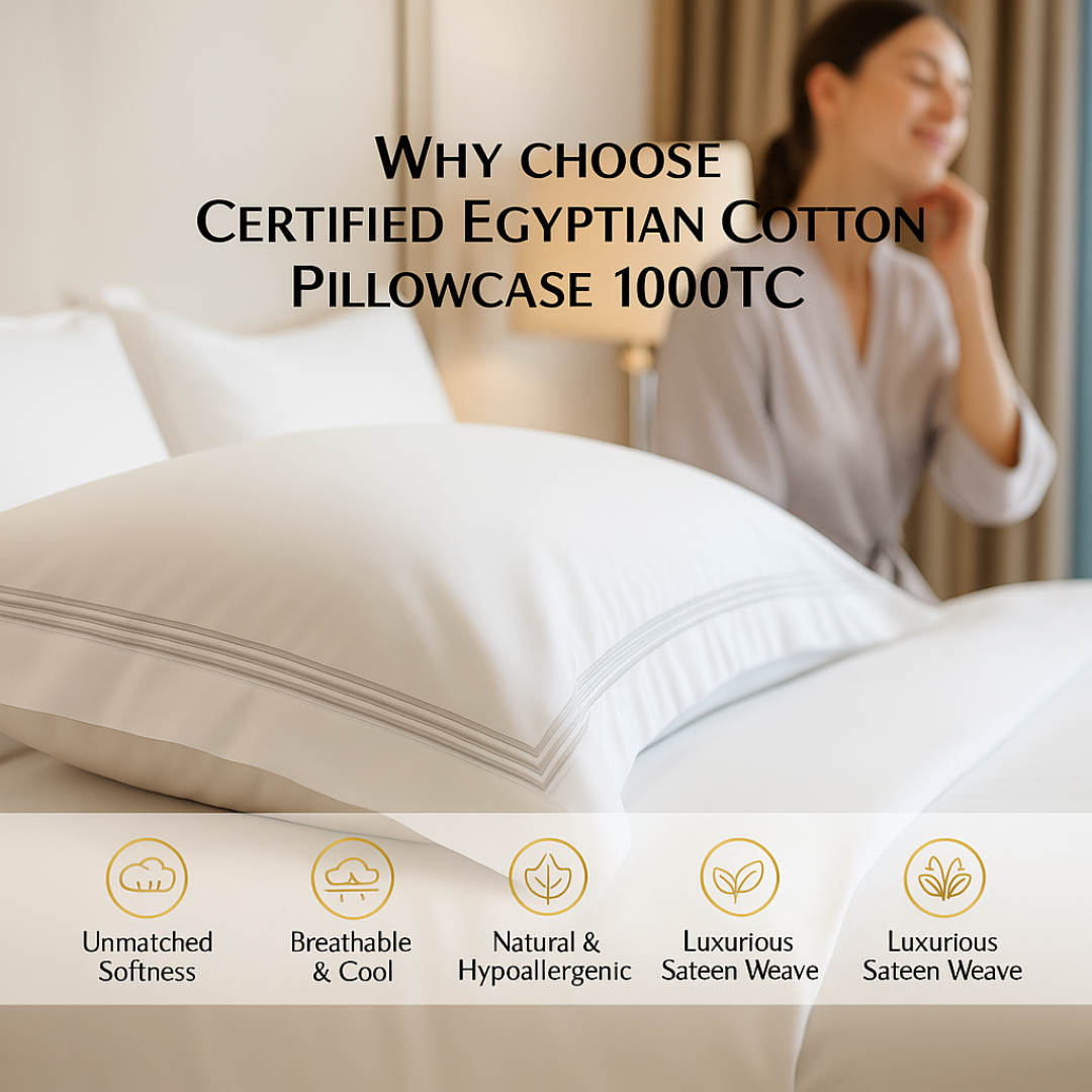 Silky Soft 1000 Thread Count Egyptian Cotton Pillowcase Set – 50×90cm