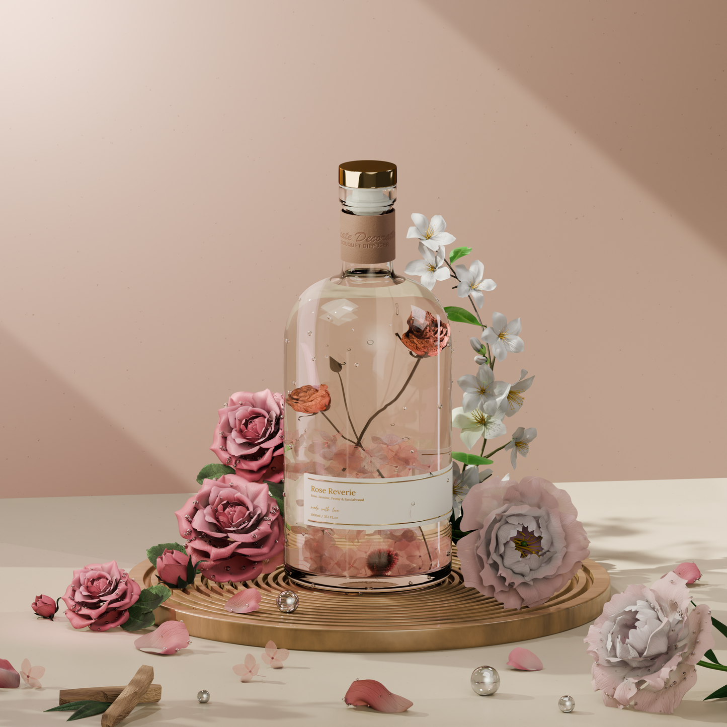 Rose Reverie Reed Diffuser – 1L | Long-Lasting Luxury Home Fragrance
