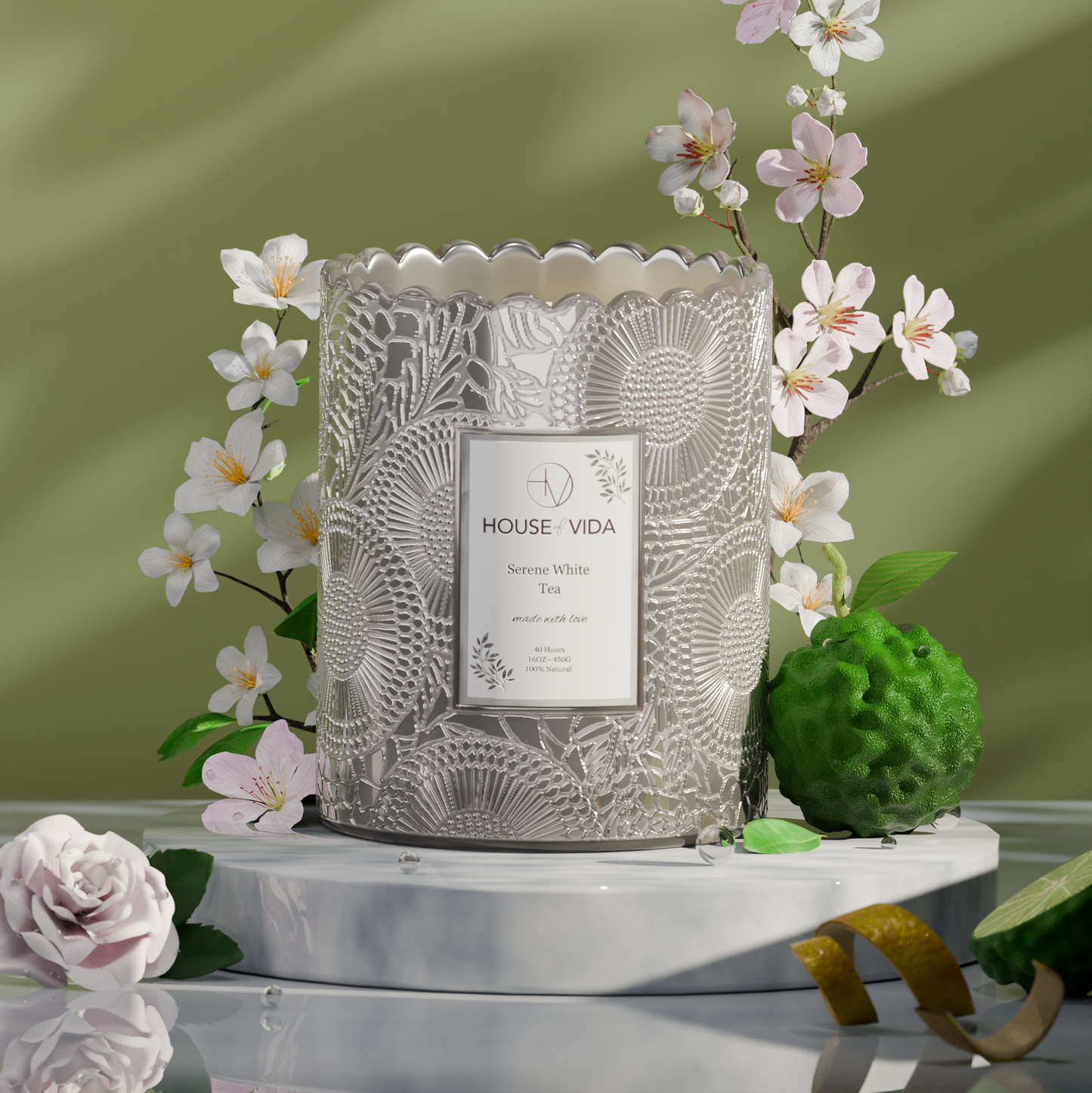 Serene Bloom Collection - Serene White Tea & Eau Sauvage Sublime | Luxury Scented Candles Duo