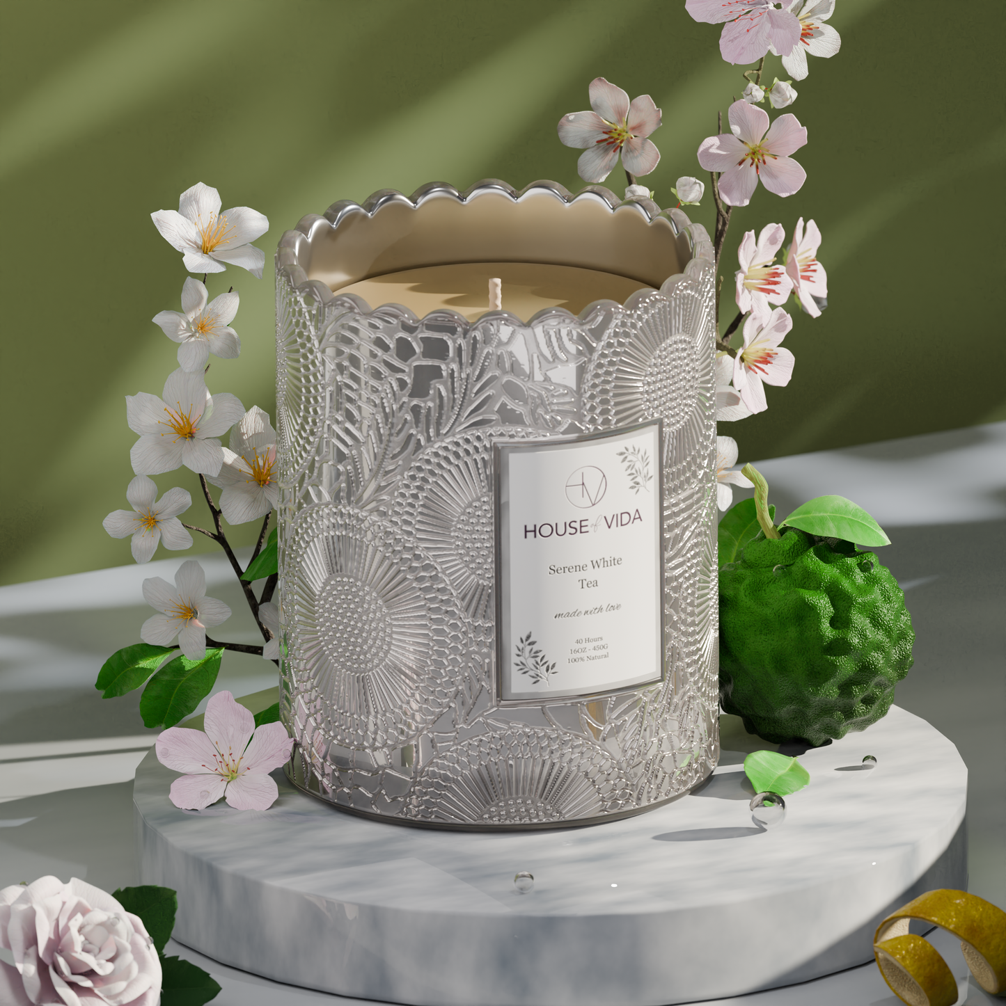 Serene Bloom Collection - Serene White Tea & Eau Sauvage Sublime | Luxury Scented Candles Duo