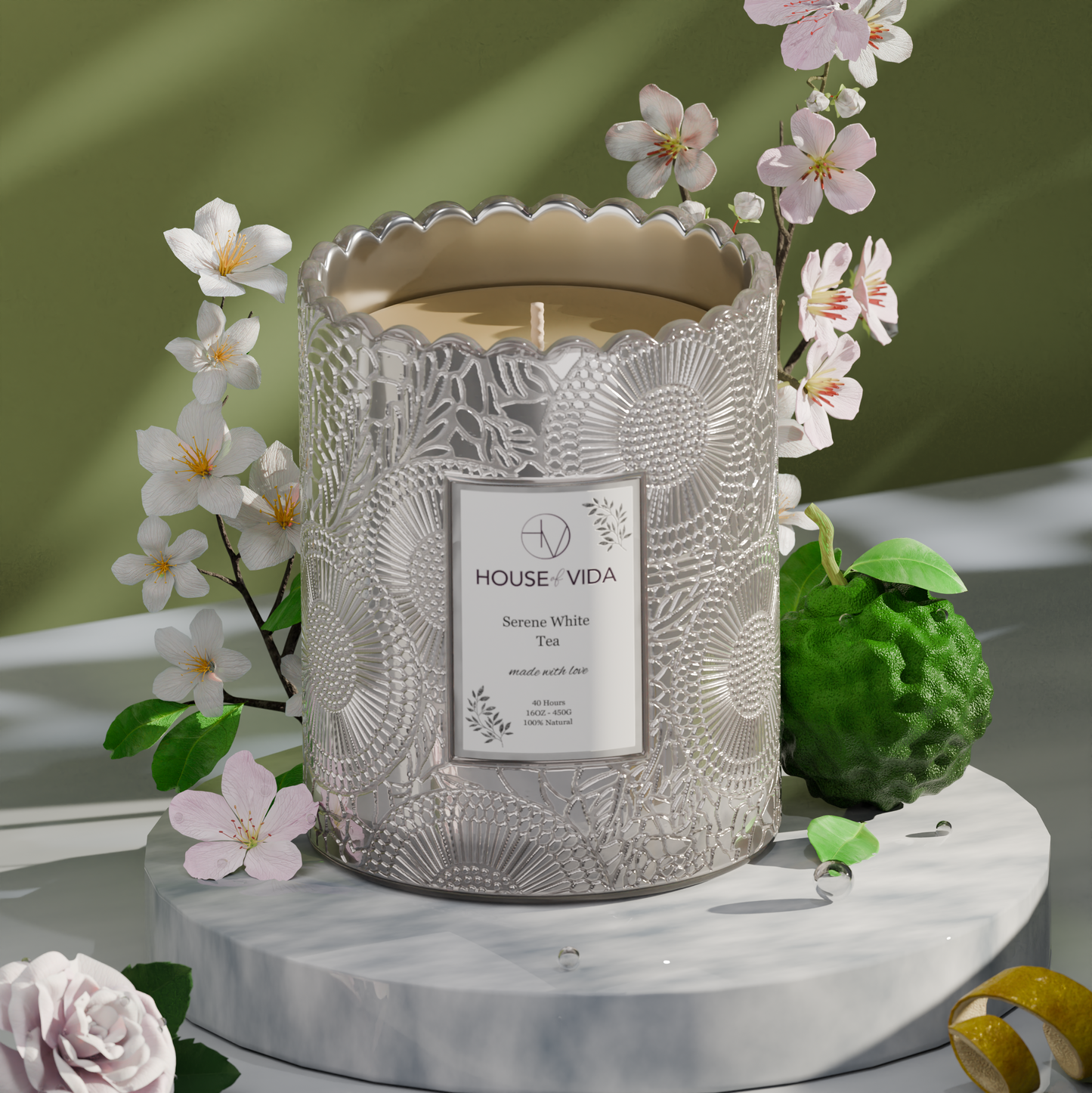 Serene Bloom Collection - Serene White Tea & Eau Sauvage Sublime | Luxury Scented Candles Duo