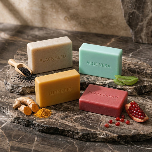 Handmade soap vs regular soap comparison featuring natural handmade soap bars by House of Vida UAE