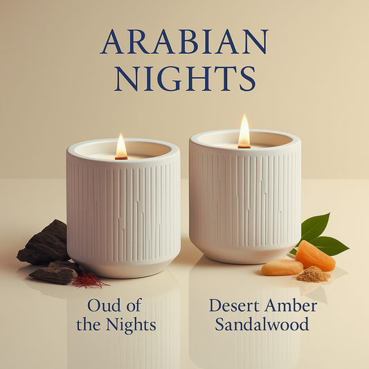 Arabian Ceramic Candle Collection  - Oud of the Nights & Desert Amber Sandalwood
