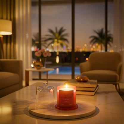 Dusky Rose Glass Cover Candle | Luxury Floral Soy Wax Candle