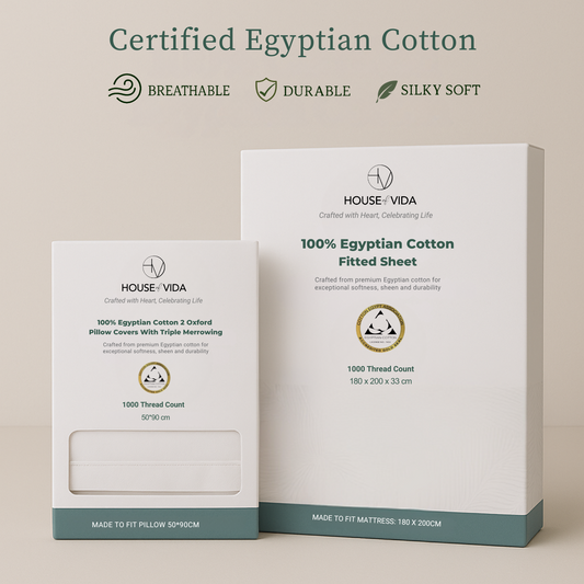 Silky Soft 100% Egyptian Cotton 1000TC Fitted Sheet & Pillowcase Set – Ultimate Luxury Bundle