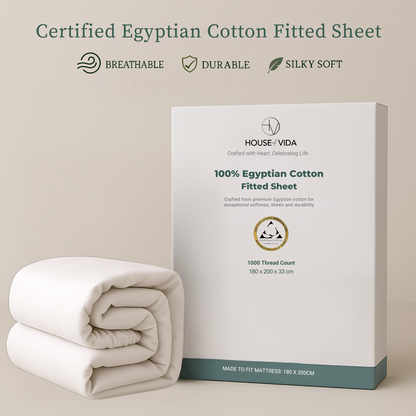 Silky Soft 100% Egyptian Cotton 1000TC Fitted Sheet & Pillowcase Set – Ultimate Luxury Bundle
