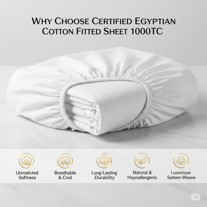 Silky Soft 100% Egyptian Cotton 1000TC Fitted Sheet & Pillowcase Set – Ultimate Luxury Bundle