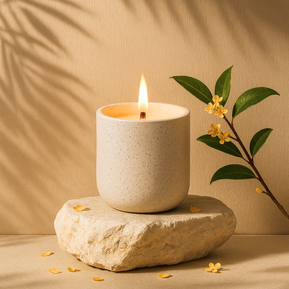 Golden Osmanthus Blossom Ceramic Candle
