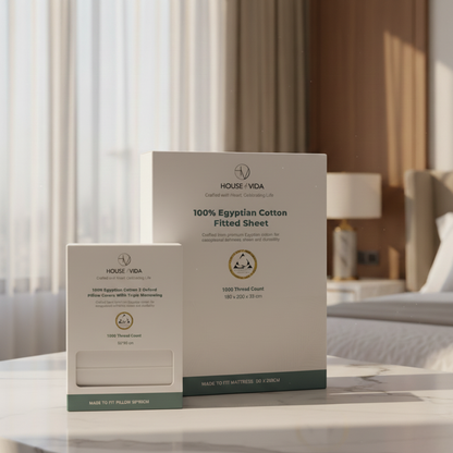 Silky Soft 100% Egyptian Cotton 1000TC Fitted Sheet & Pillowcase Set – Ultimate Luxury Bundle