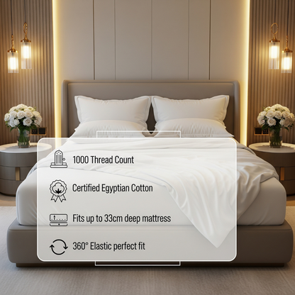 Silky Soft 100% Egyptian Cotton 1000TC Fitted Sheet