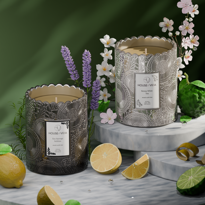 Serene Bloom Collection - Serene White Tea & Eau Sauvage Sublime | Luxury Scented Candles Duo