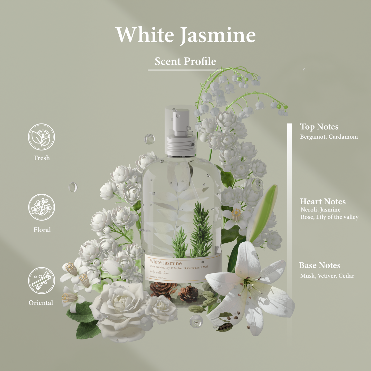 White Jasmine Home Spray 500ML