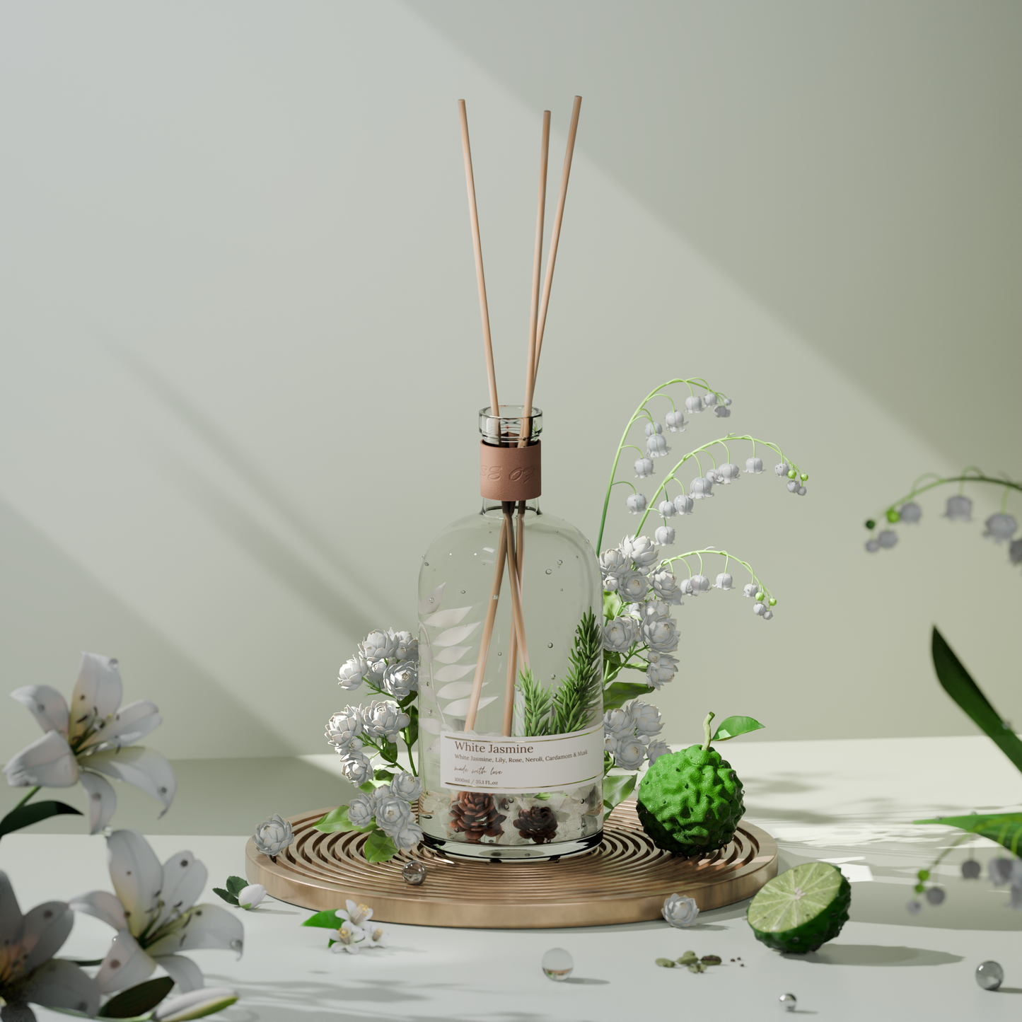 موزّع عطر الياسمين الأبيض بالعِيدان – 1 لتر