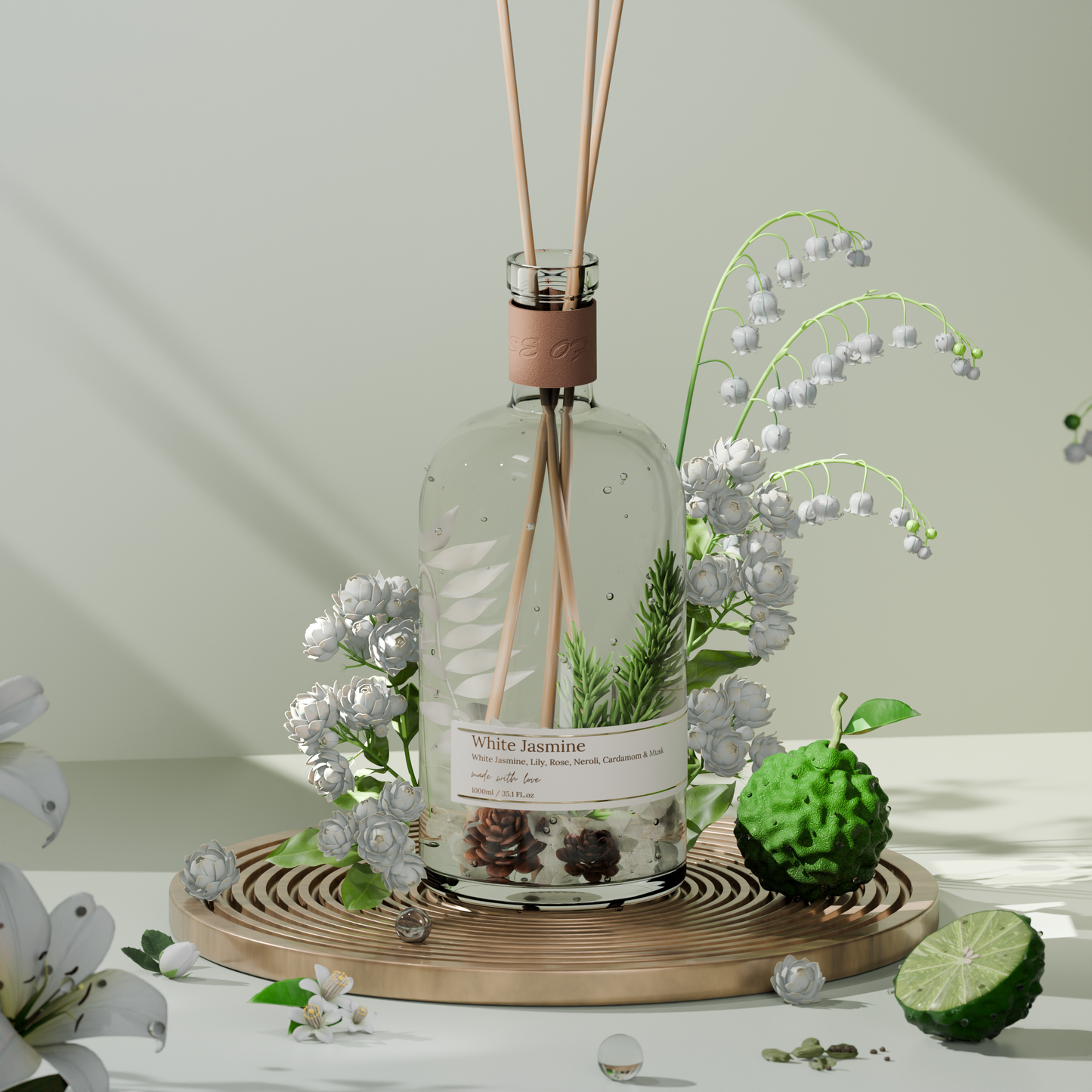 موزّع عطر الياسمين الأبيض بالعِيدان – 1 لتر