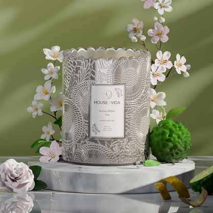 Serene Bloom Collection - Serene White Tea & Eau Sauvage Sublime | Luxury Scented Candles Duo